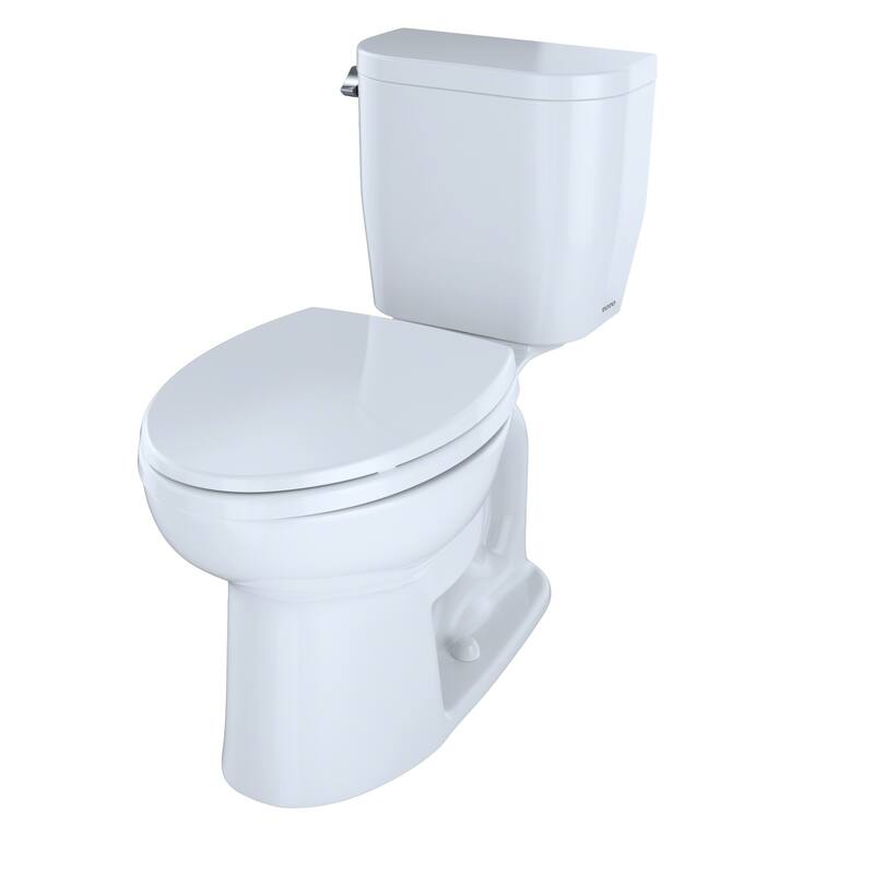 Toto Entrada Two-Piece Elongated 1.28 GPF Universal Height Toilet, Cotton White (CST244EF#01)