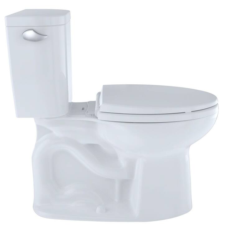 Toto Entrada Two-Piece Elongated 1.28 GPF Universal Height Toilet, Cotton White (CST244EF#01)