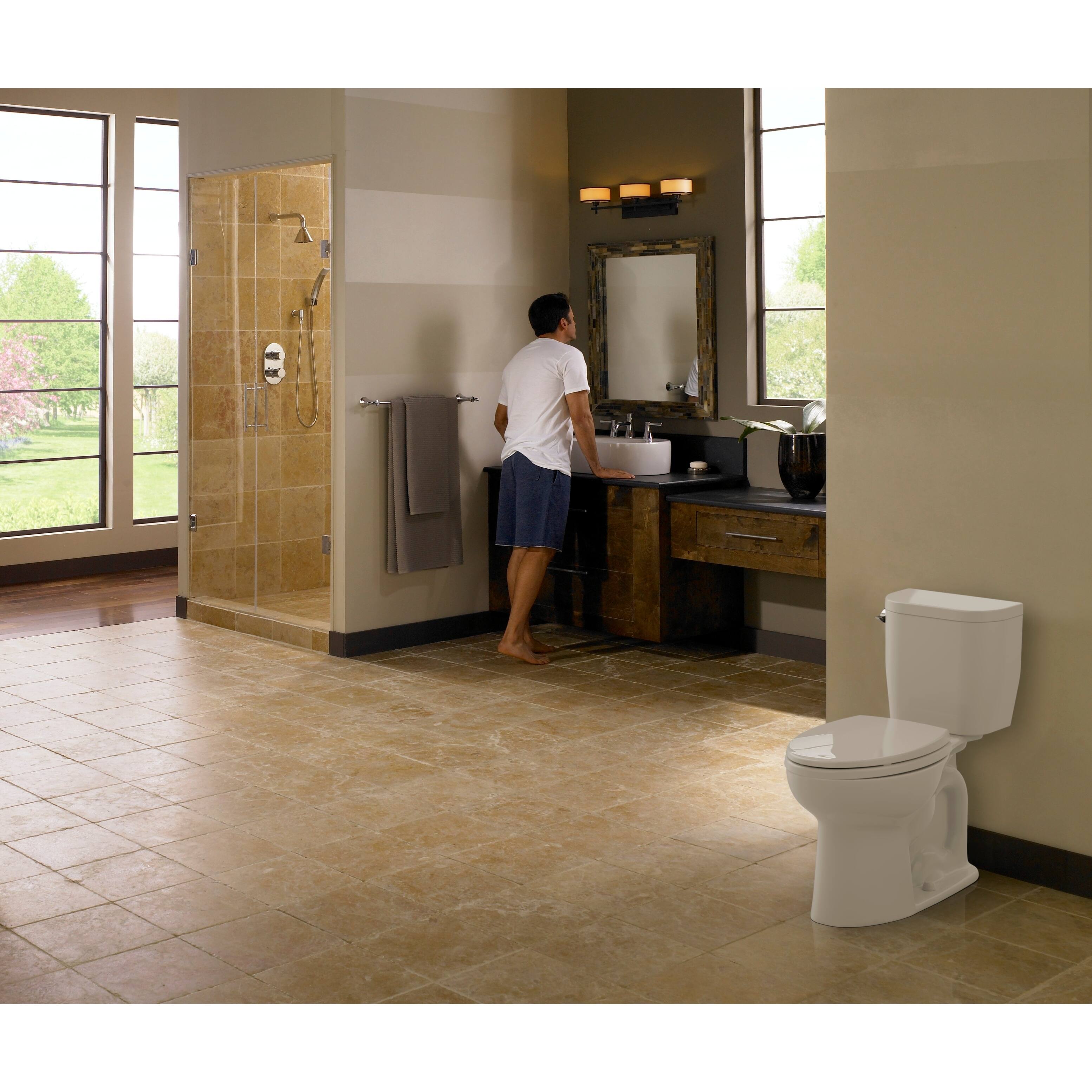 Toto Entrada TwoPiece Round 1.28 GPF Universal Height Toilet, Cotton