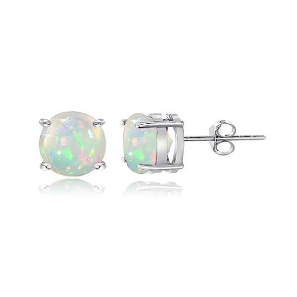 Glitzy Rocks Sterling Silver 1 1/10ct Ethiopian Opal Stud Earrings, 6 ...