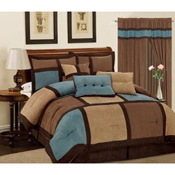 Shop Aqua Blue Daren 7 Piece Microsuede Comforter Set Free