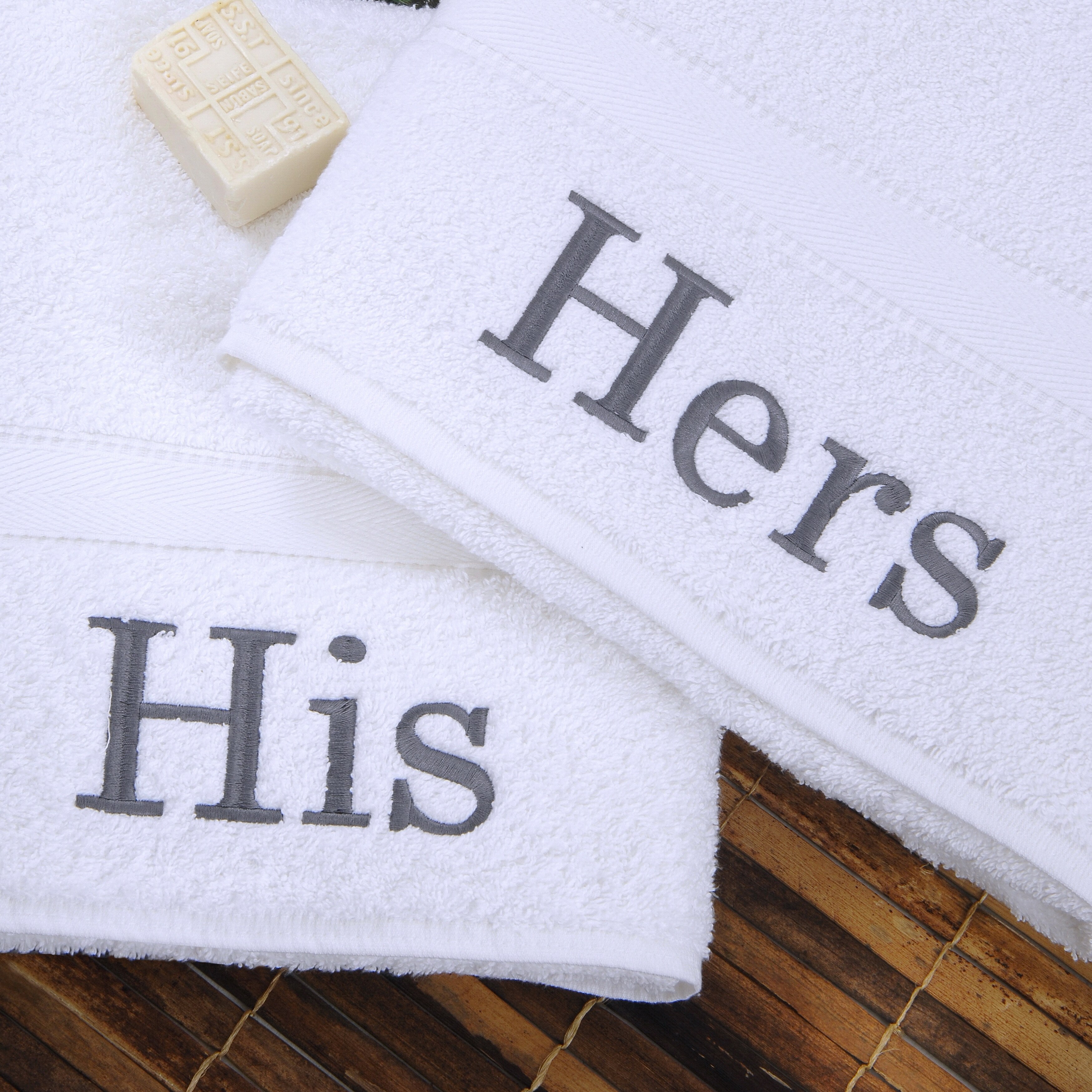 Copper Grove HamlingAuthentic Hotel Personalized His and Hers Turkish Cotton Hand Towels (Set of 2) - White