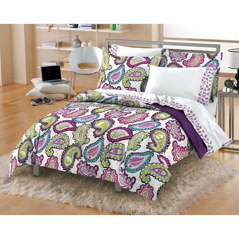 Graphic Paisley 5-piece Twin-size Microfiber Bed in a Bag with Sheet Set