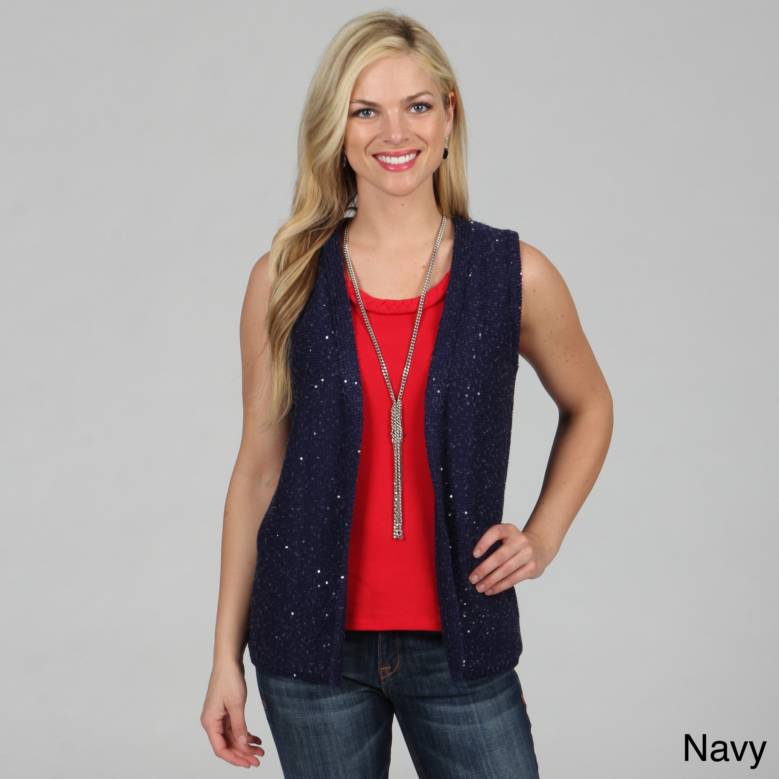 Celebrating Grace Celebrating Grace Womens Sparkler Vest Blue Size M (8  10)