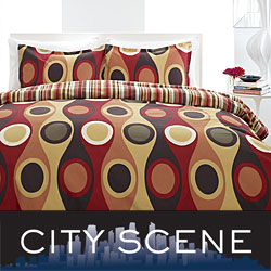 City Scene Retro Radar Camel Red 3 Piece Duvet Set Today $52.99   $79