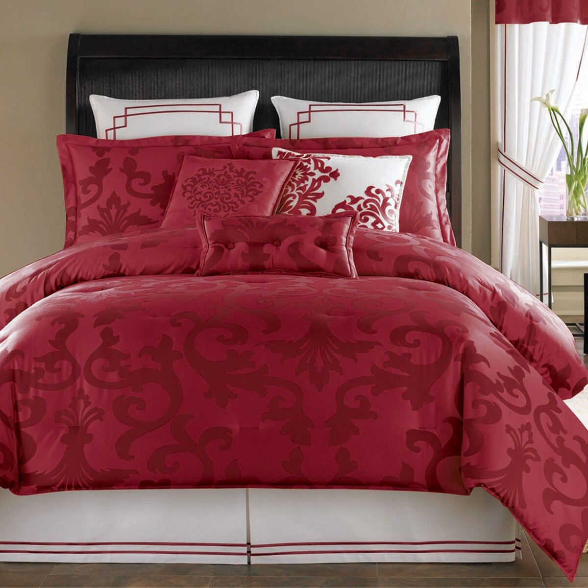Shop Avalon Cranberry Queen Size 3 Piece Comforter Set Free