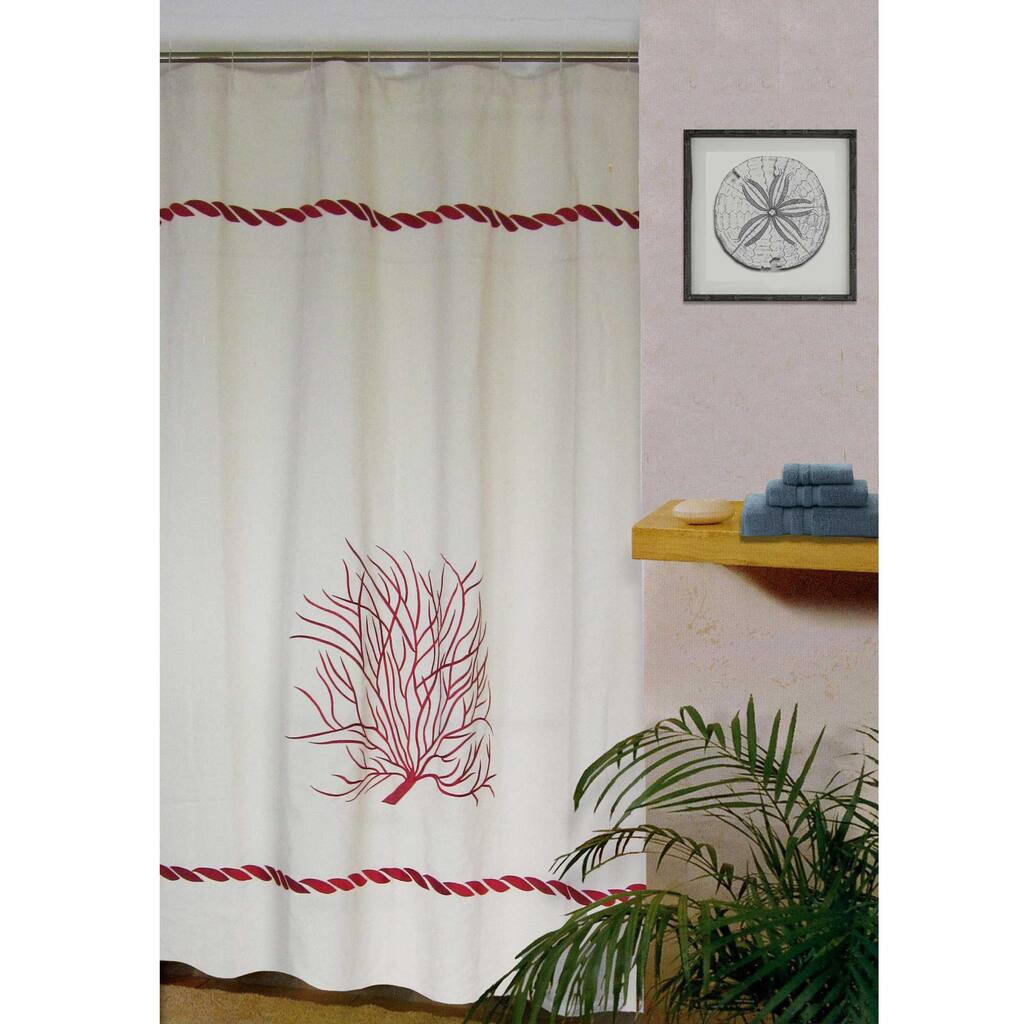 Coral Linen-blend Shower Curtain