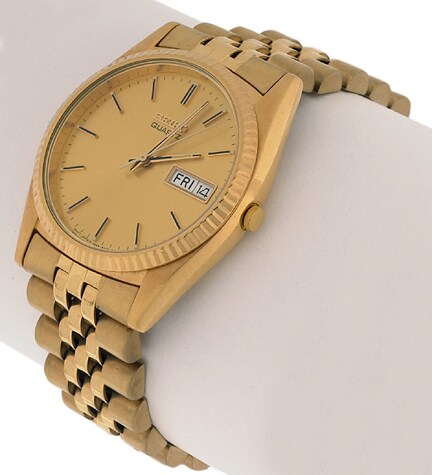 gold seiko rolex quartz dial tone