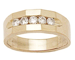 14k Yellow Gold Mens 1/2ct Diamond Angle Ring  