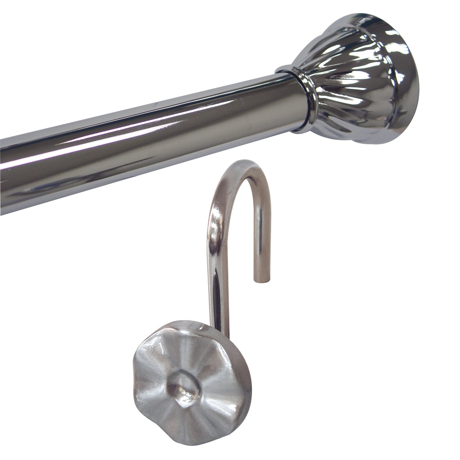 Finial Chrome Shower Rod and Hook Set Free Shipping On Orders Over