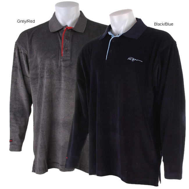 FUBU Men's Long-sleeve Velour Polo Shirt - 144230 - Overstock.com ...