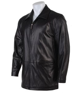 Nicole Miller Mens Black Leather Car Coat