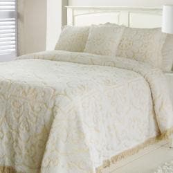 Shop 'Jessica' Chenille White/ Linen Twin-size Bedspread - Free ...