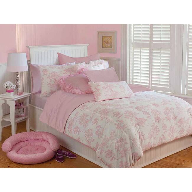 Microplush Vintage Toile 3-piece Comforter Set - Pink