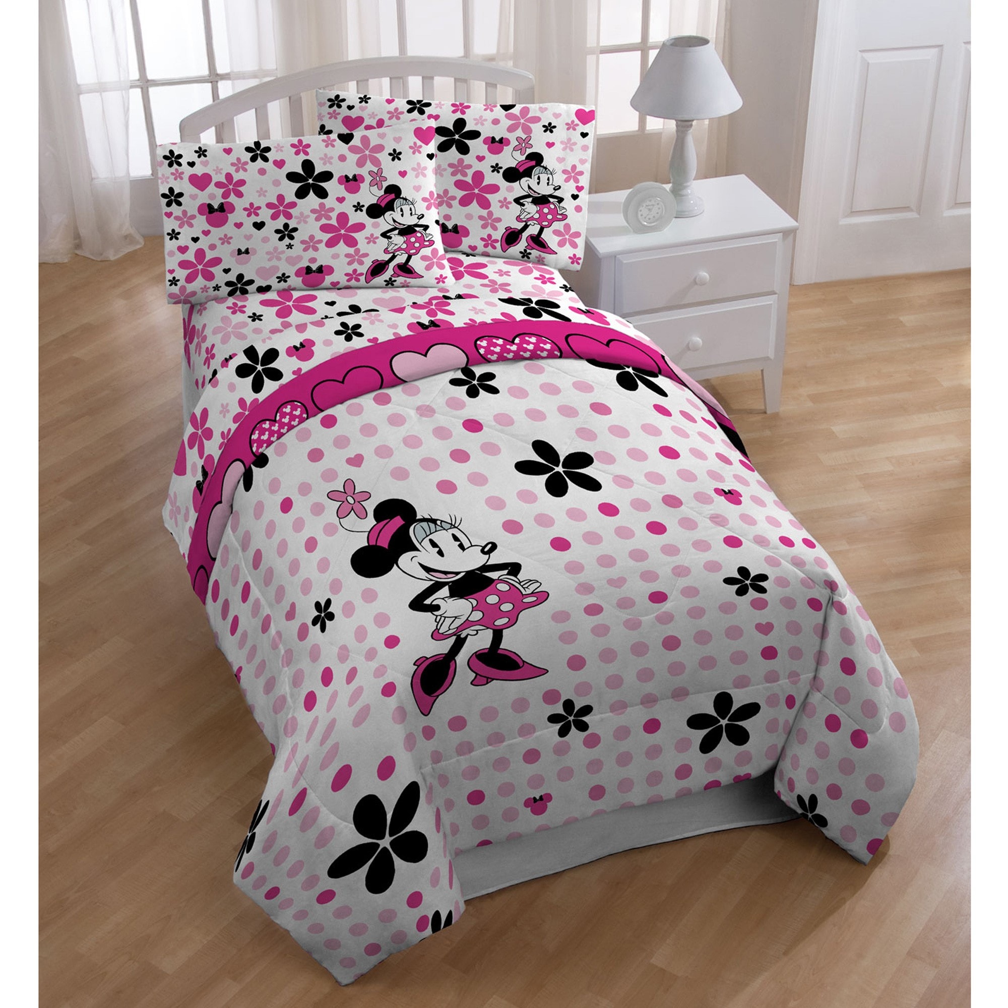 Shop Minnie Mouse Falling Dots Full Size 5 Piece Bed In A Bag