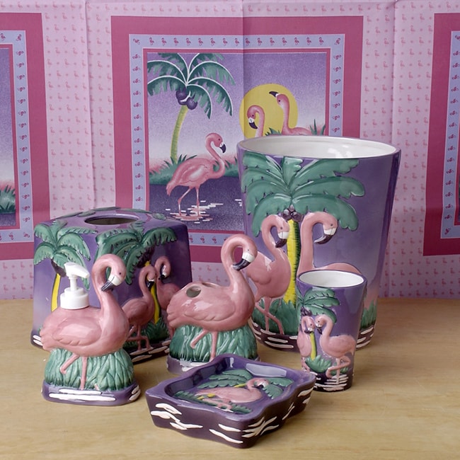 Shop Flamingo Bathroom Accessories Set - Free Shipping ...