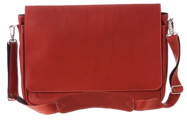 red envelope leather messenger bag