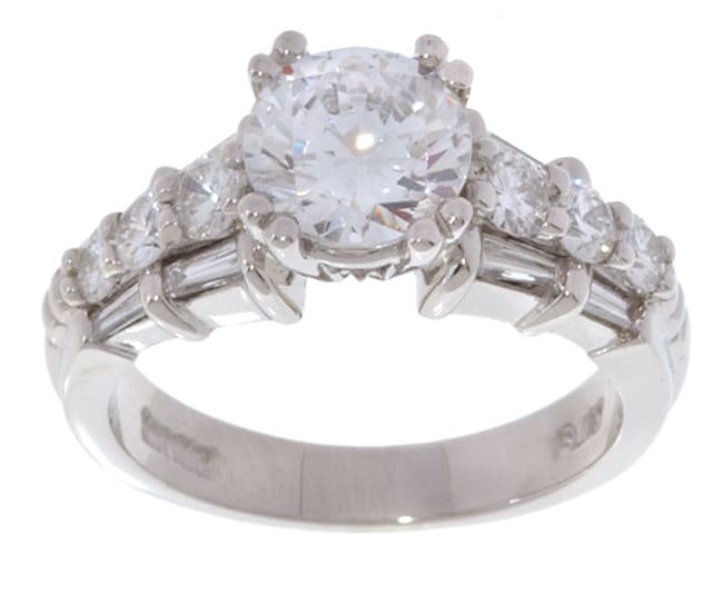 Scott Kay Platinum 1 ct Diamond Engagement Ring with CZ Center Stone