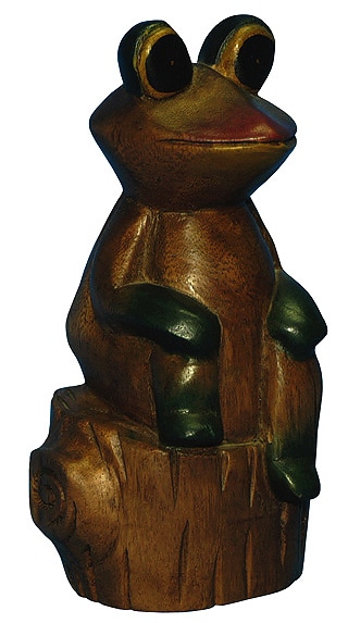 Hand carved Wooden Sitting Frog  