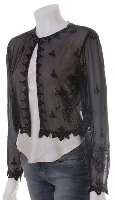 Kara Black Floral Beaded Jacket  