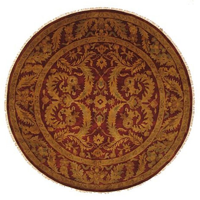 Round) Hand knotted Wool Red Antique Lilac Rug  