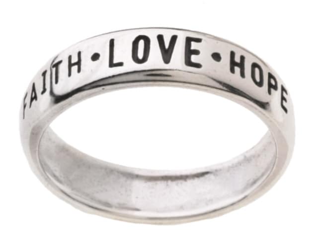 Sterling Silver Faith Love Hope Ring  