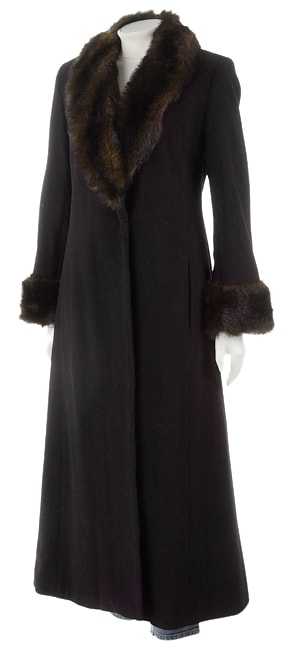 Alorna Long Wool Faux Fur Trim Coat - Free Shipping Today - Overstock ...