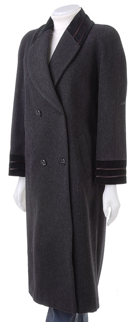 Alorna Long Wool Coat w/Velvet Collar & Cuffs  