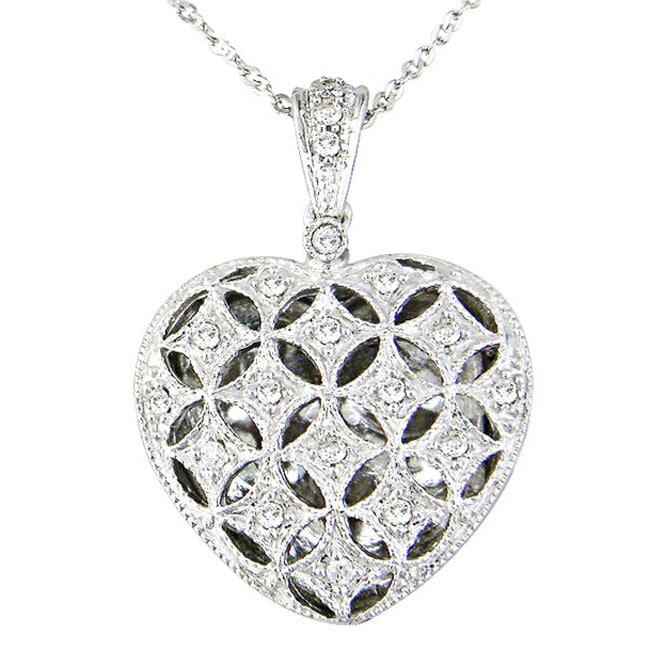 14k White Gold 1/6ct Diamond Heart Locket  