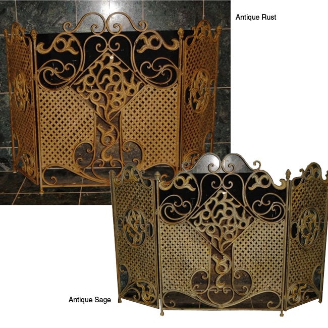 Iron Three panel Fireplace Screen  