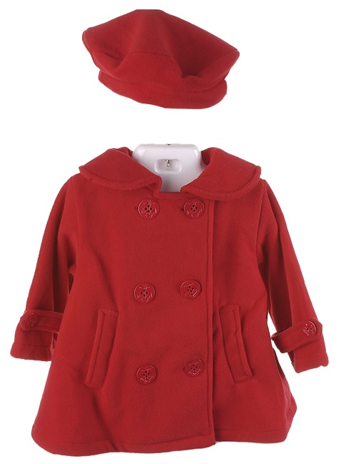 Good Lad Toddler Girl's Red Fleece Pea Coat - Free Shipping On Orders ...