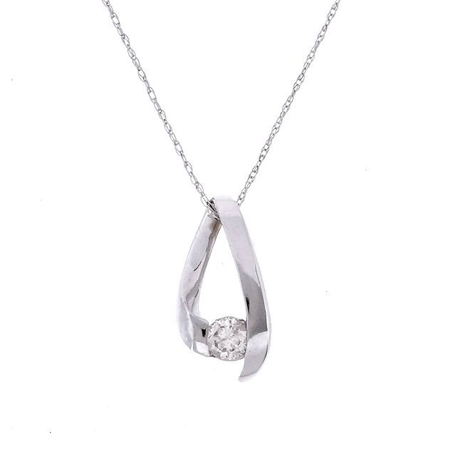 Marquee 14k Gold 1/4ct TDW Diamond Loop Solitaire Necklace