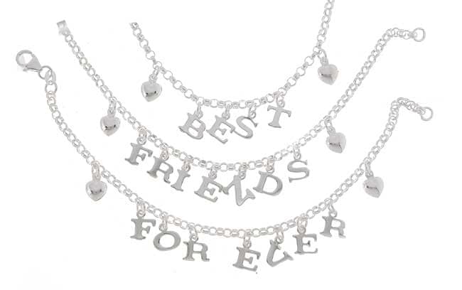 Sterling Silver Best Friends Three piece Bracelet Set  