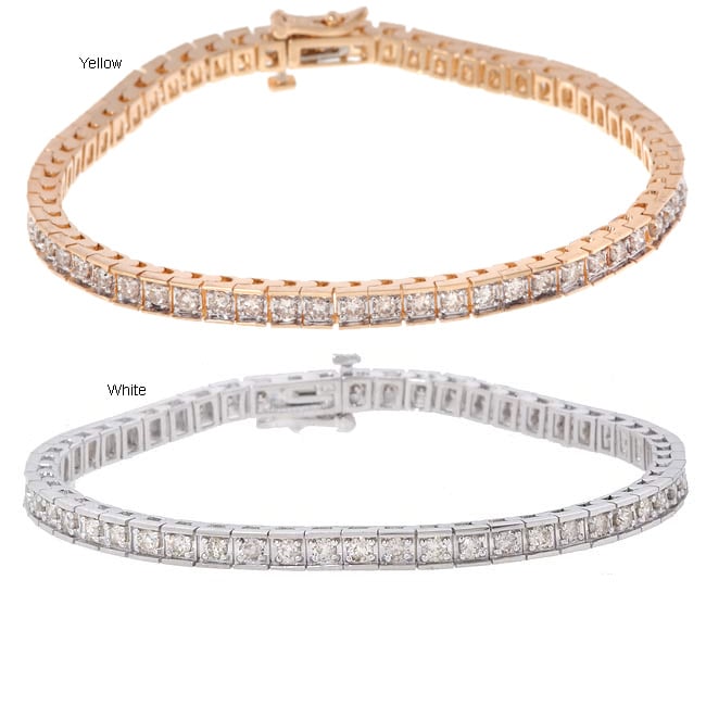 14k Gold 3ct Diamond Tennis Bracelet (J, I1)  