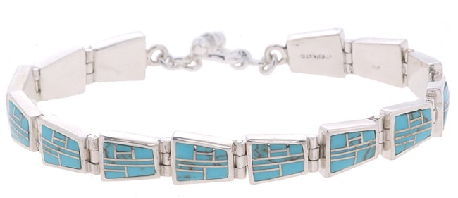 Sterling Silver and Inlay Turquoise Bracelet  