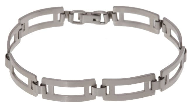Mens Stainless Steel Rectangular Link 8 inch 10 mm Bracelet 