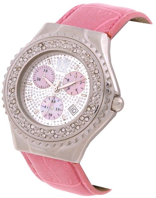 Paolo Gucci Women's Paved Pink Strap Watch - 482833 - Overstock.com ...