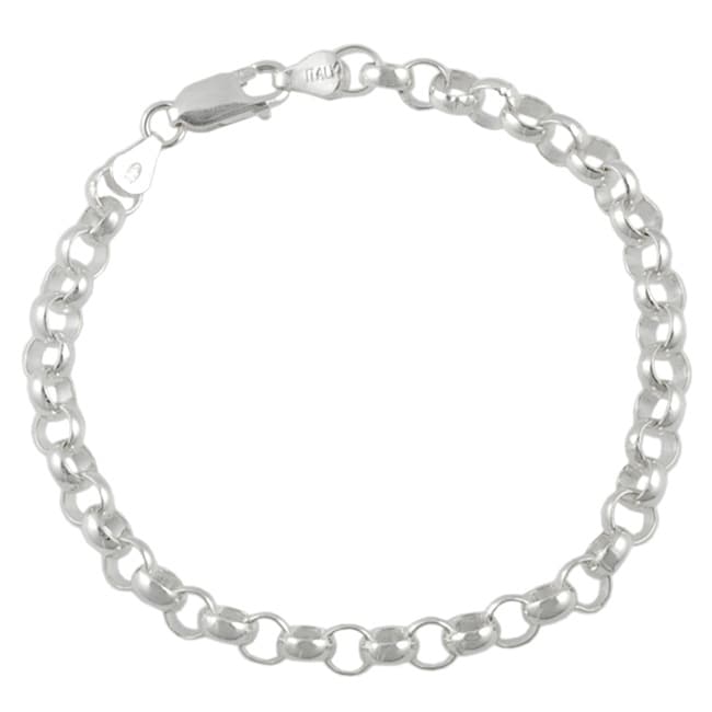 Sterling Silver Italian Rolo Link Bracelet  