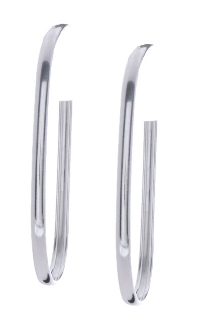 Sterling Silver Long Hoop Earrings  