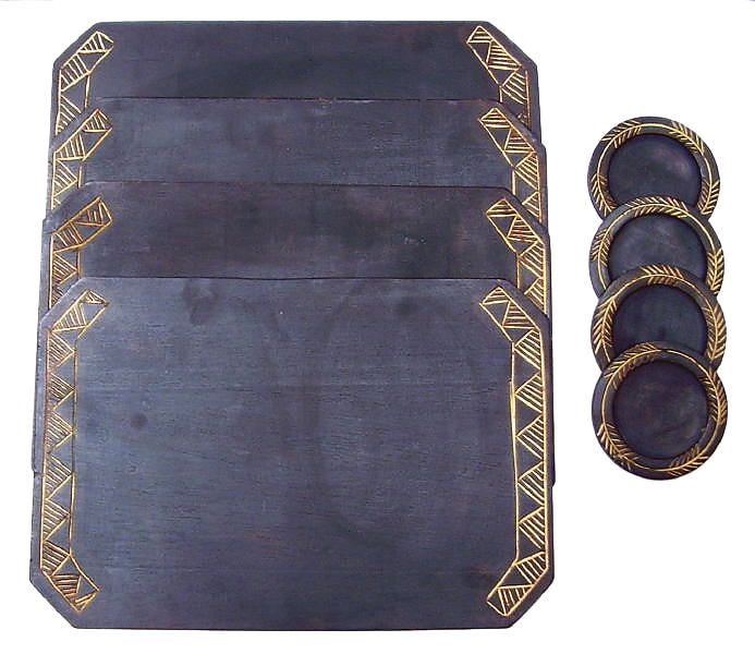 Wooden Placemat & Coaster Set (Ghana)  