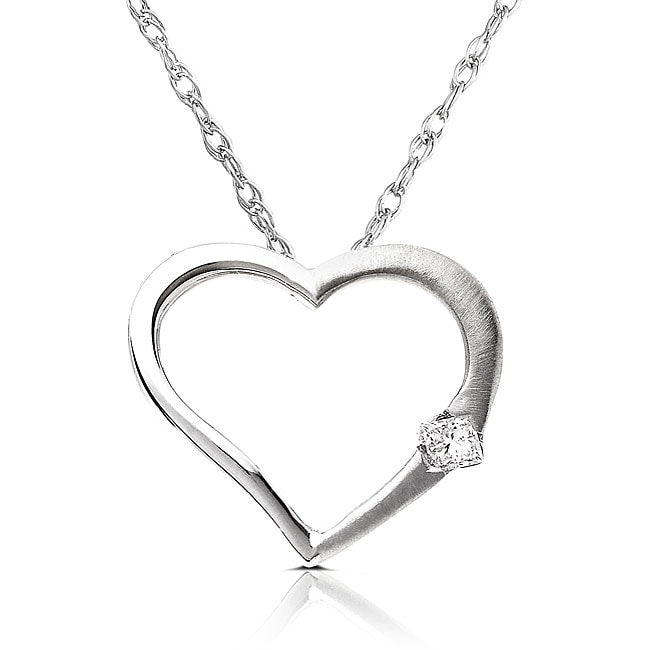 14k White Gold Diamond Heart Necklace  