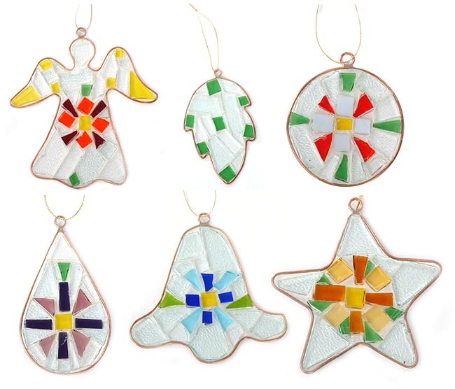 Recycled Glass Christmas Ornaments Set (Ecuador)  