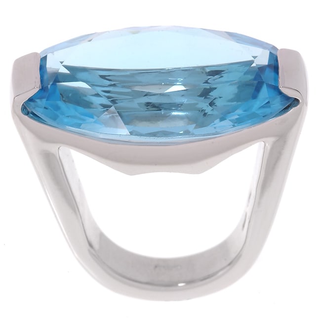 Pianegonda Sterling Silver Oval Blue Topaz Ring  