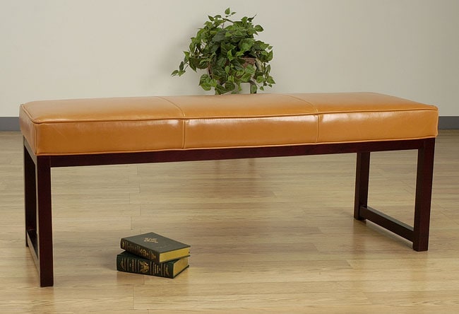 Orange Leather Cuban Bench  