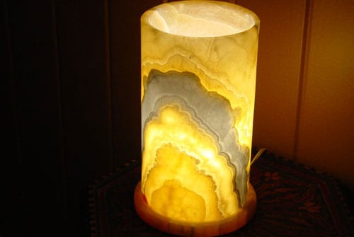 Large Alabaster Hurricane Lamp (Egypt)  