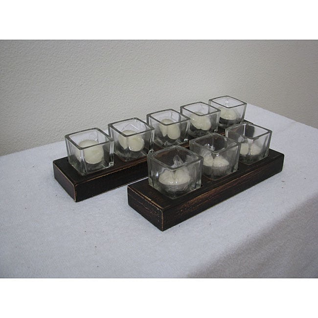 Mango Wood Square Candleholders (Indonesia)  