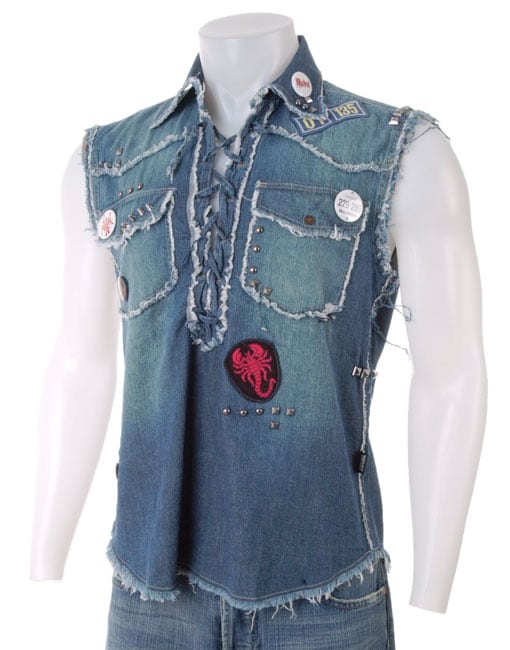 Versace Mens Studded Blue Denim Vest  