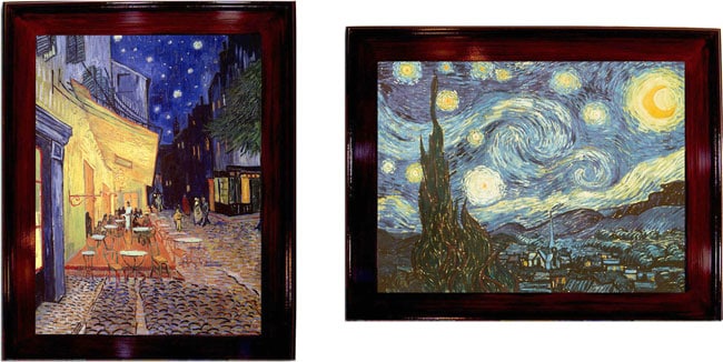 Van Gogh Starry Night/Cafe Terrace Framed Canvas Set  