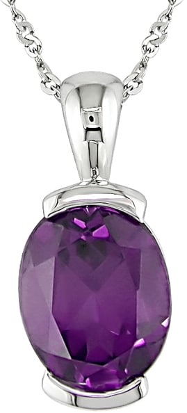 14k White Gold and Created Alexandrite Pendant  