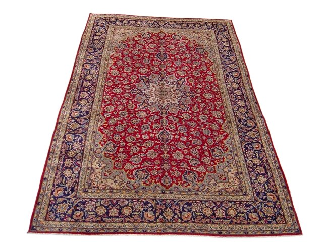 Isfahan Iranian Hand knotted Red/Navy Rug (98 x 159)